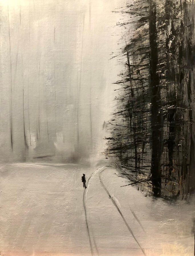 Sulla strada. Olio su pannello telato, 30X40. (150€)