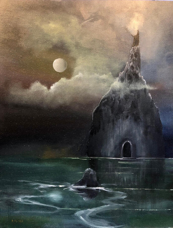 La notte del mago. Olio su pannello telato, 35x45 cm. (venduto)