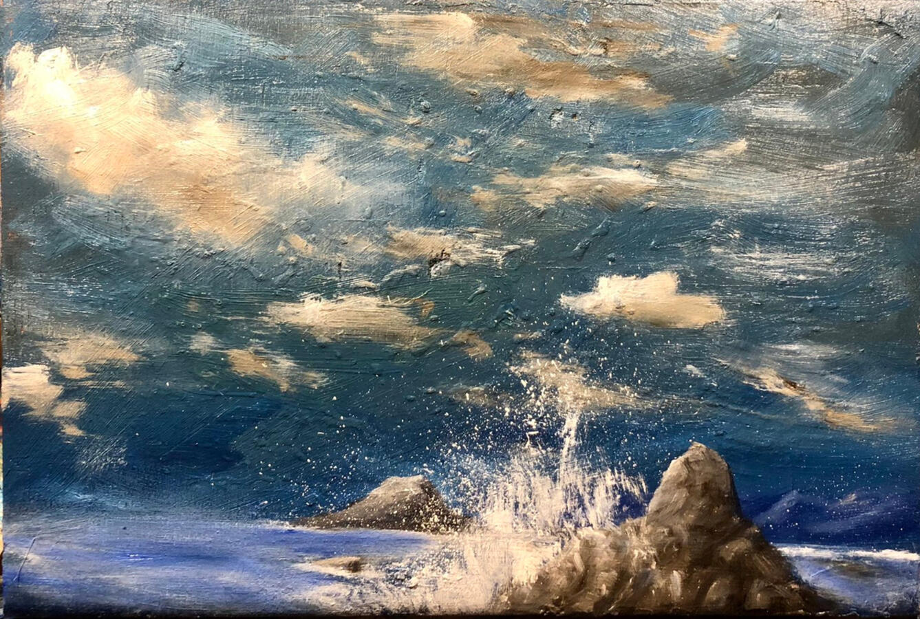 Le scogliere di Perla, olio su pioppo, 20x30 cm.