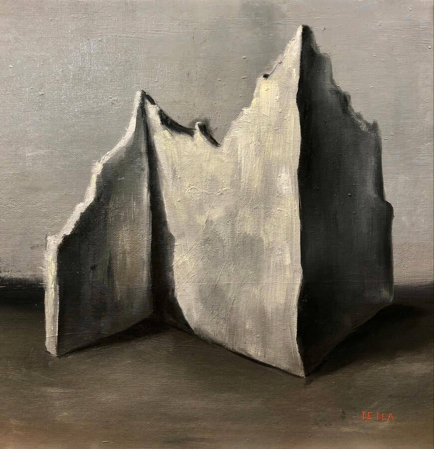 Rovina in divenire. Olio su pannello telato, 30x30.