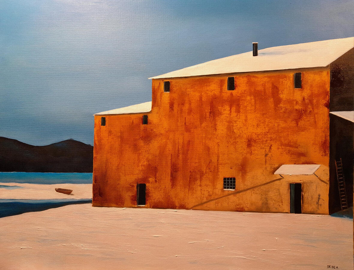 "Il silenzio della neve". Olio su pannello telato, 40x50.