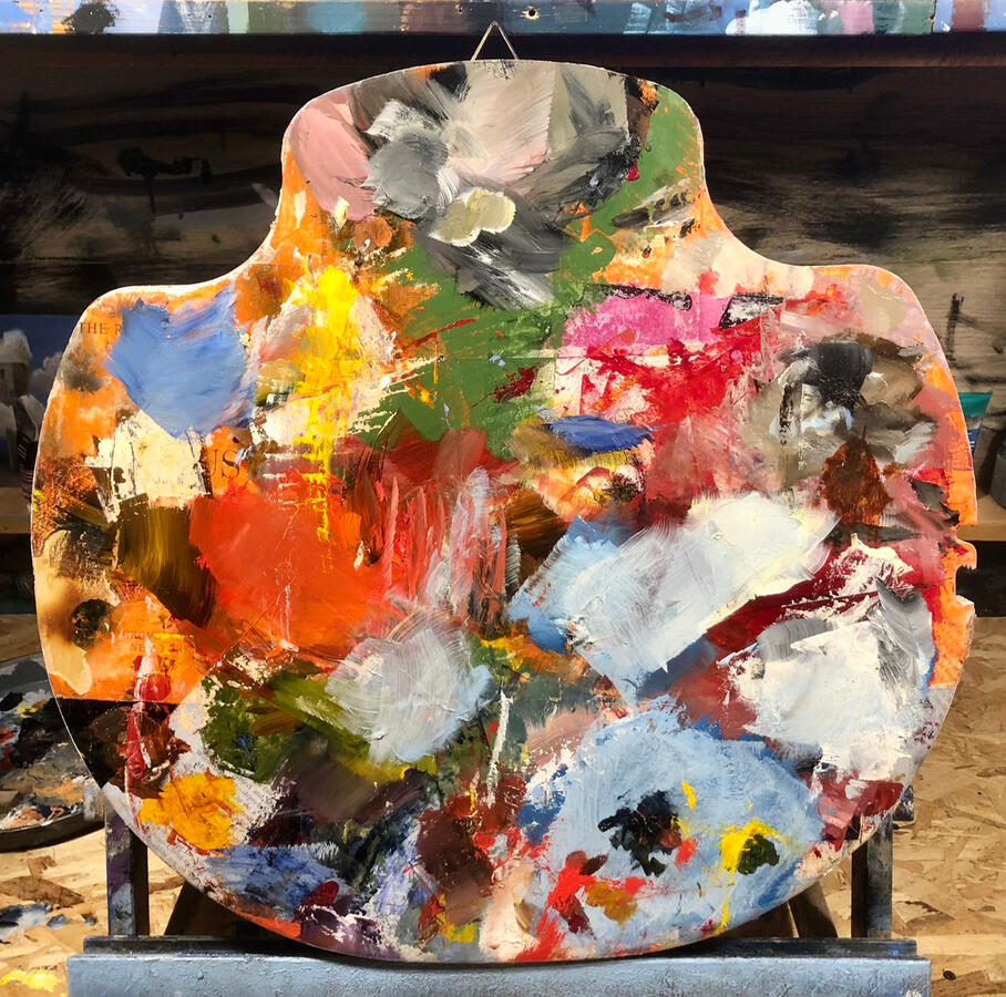 Terapia astratta. Olio su pioppio, dima per seduta, 40x50 circa (200€)