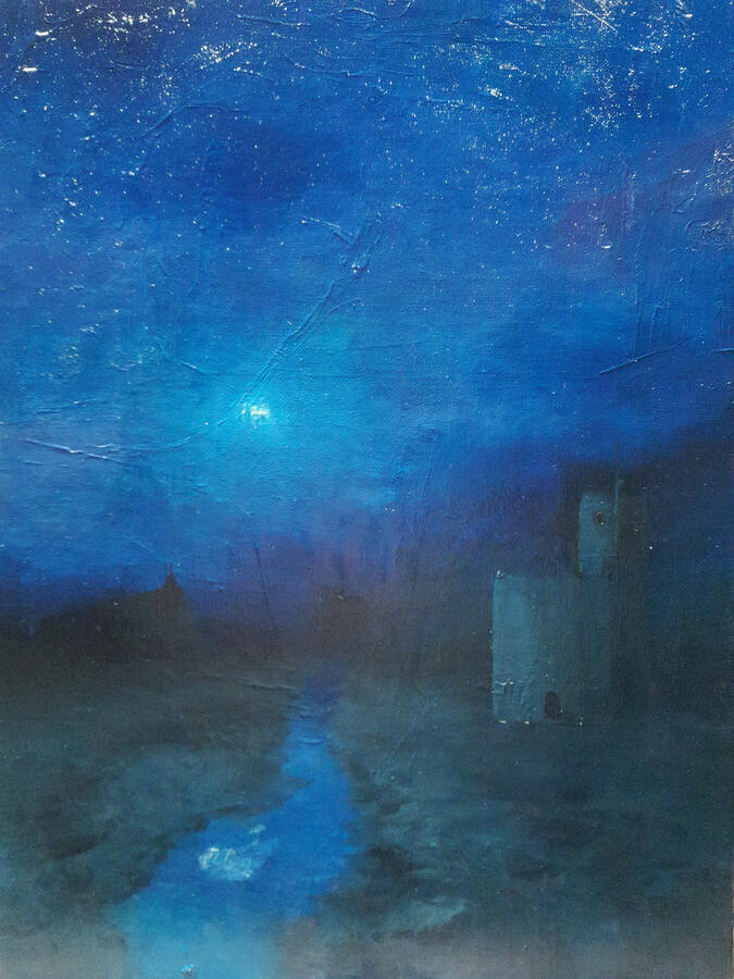 Il tempio del nato due volte. Olio su pannello telato, 30x40. (200€)