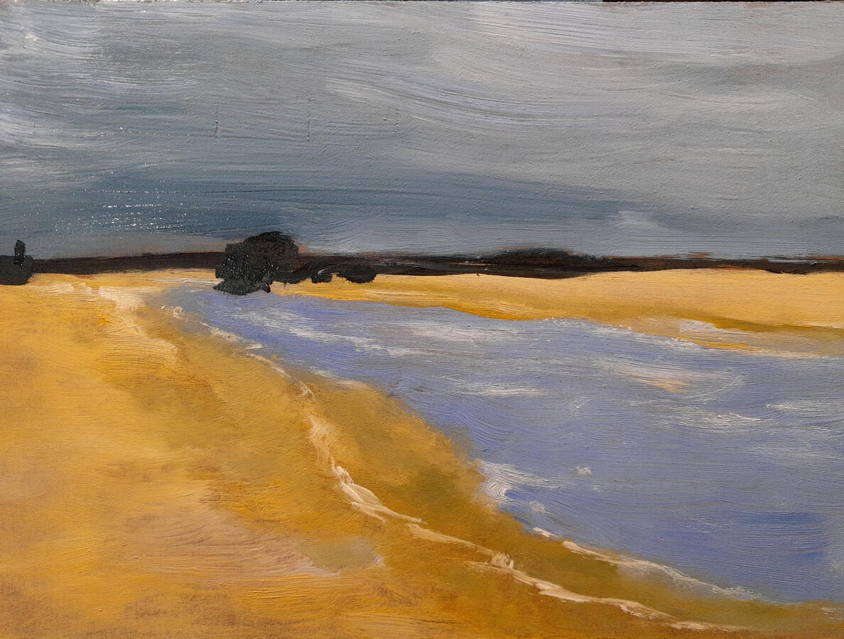 Giallo e grigio. Olio su masonite, 18x24. (200€)