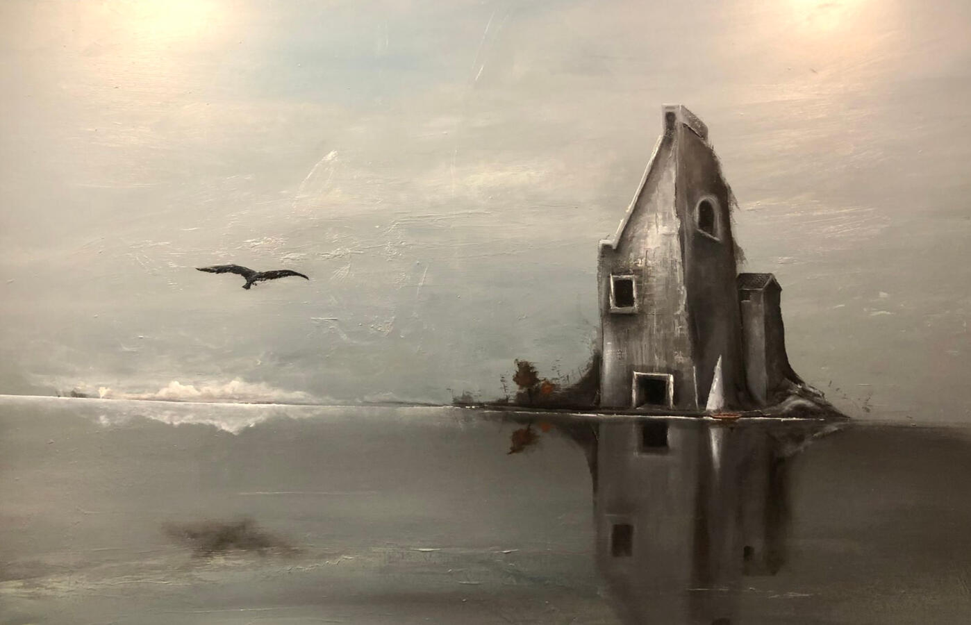 L'isola del cane sciolto. Olio su formica, 45x70. (230€)