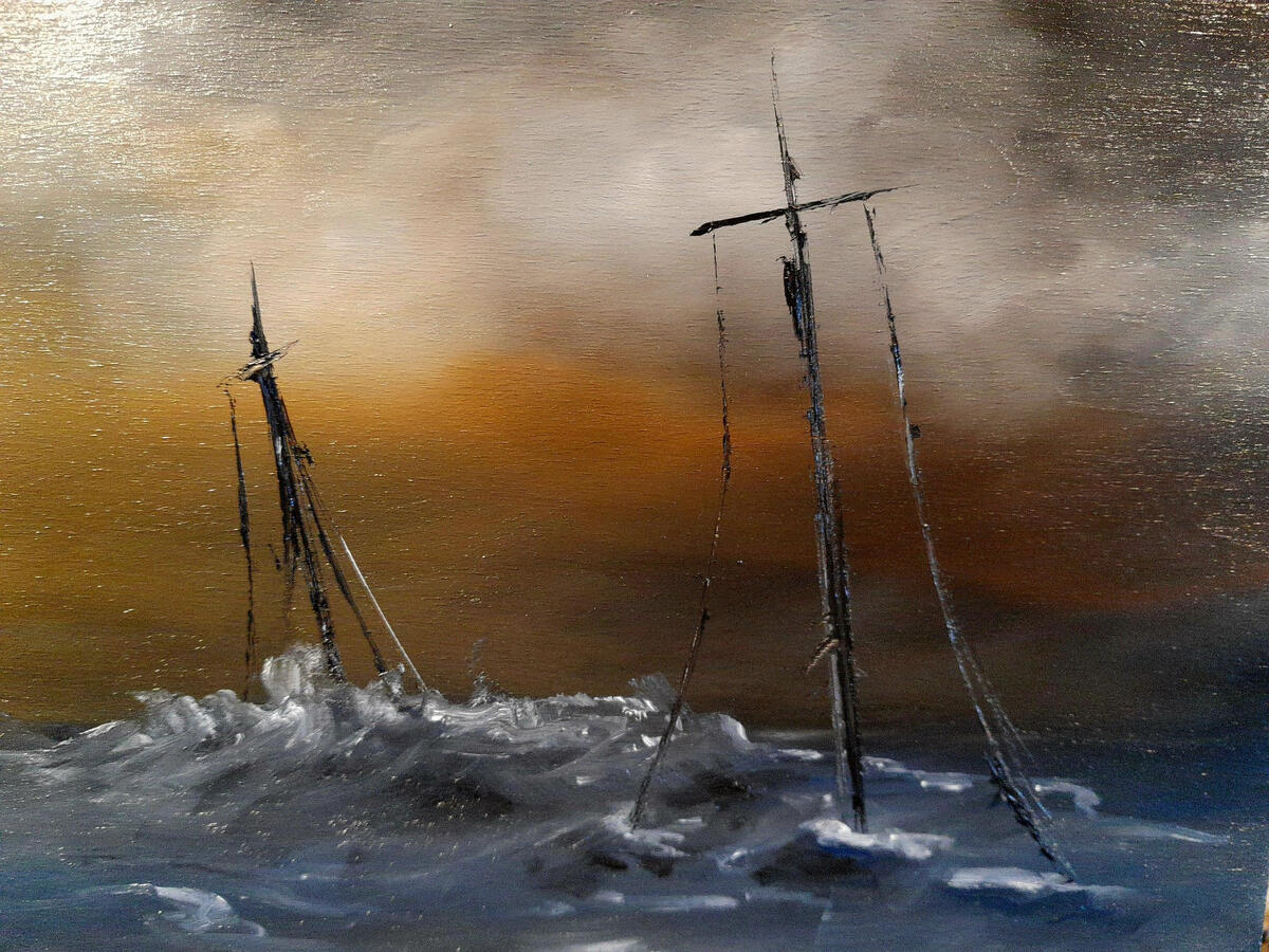 Inabissamento volontario. Olio su pioppo, 18X24. (200€)