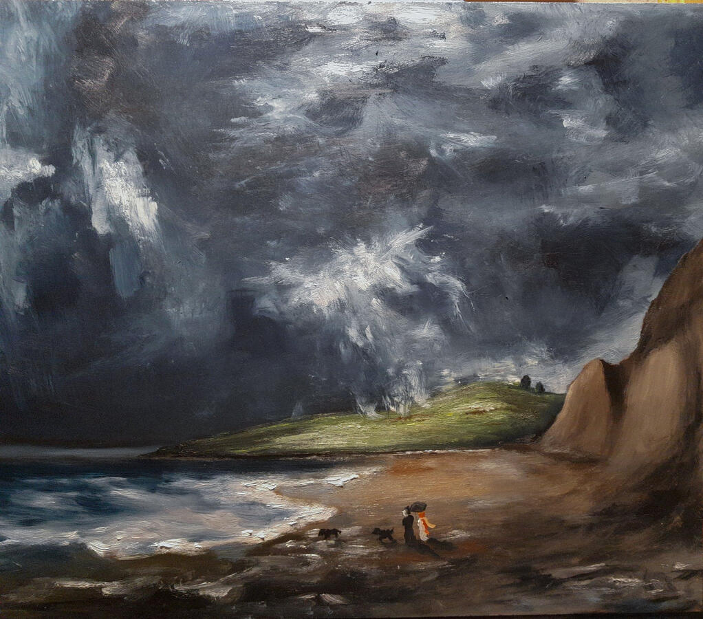 "Passaggiata sulla baia". Olio su pannello msd, 39,5x33,5. (230€)